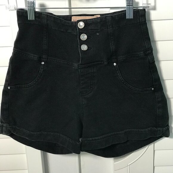 Beverly Jeans black cotton high waisted shorts, 7 - Picture 1 of 8